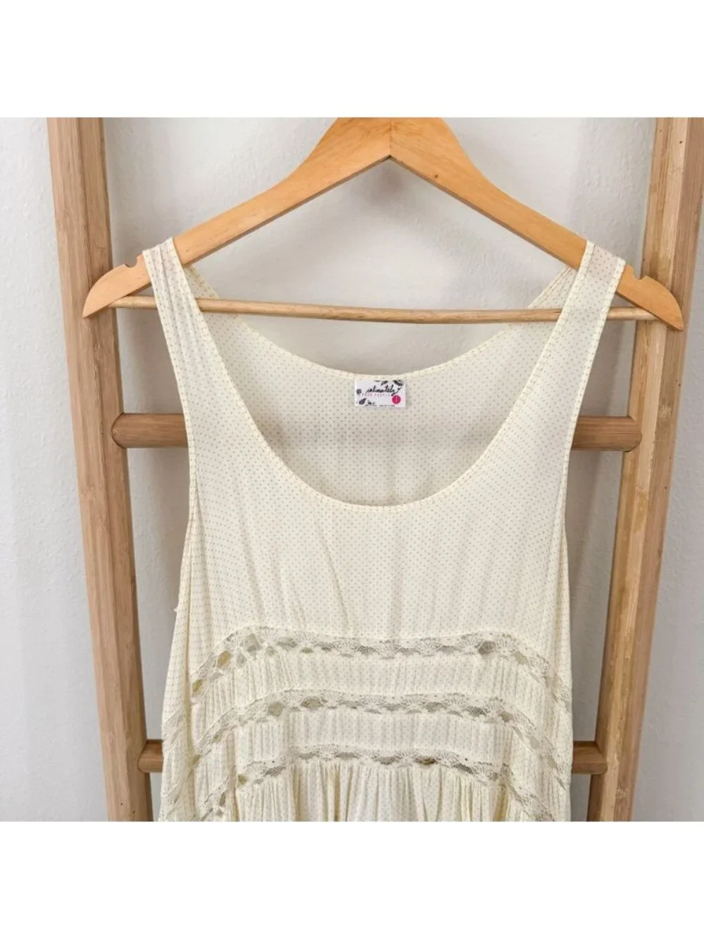 Free People Intimately Lace Trim Boho Swing Dress Cream Ombre Small